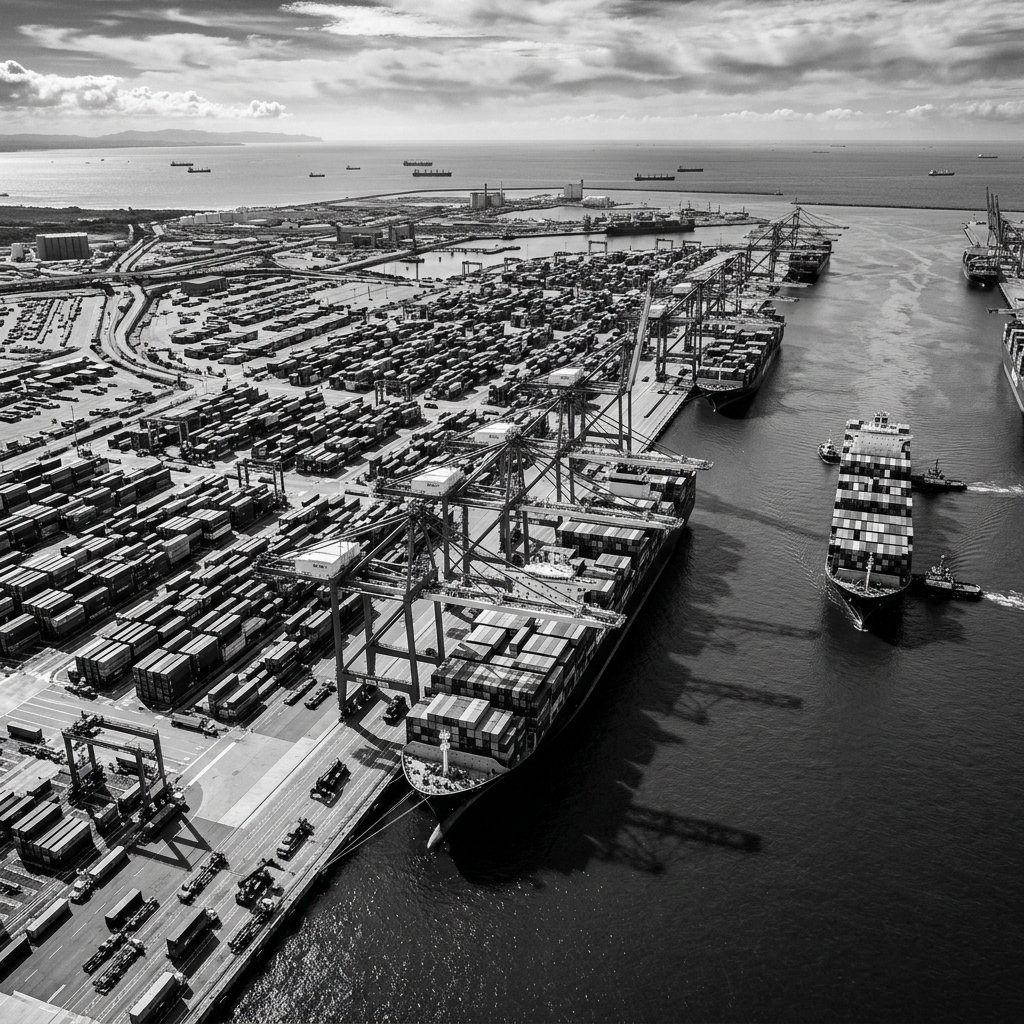 Ports - intermodal containers aerial